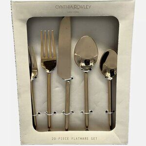 NEW 20 Piece Cynthia Rowley Gold Toned Flatware Set Service for 4